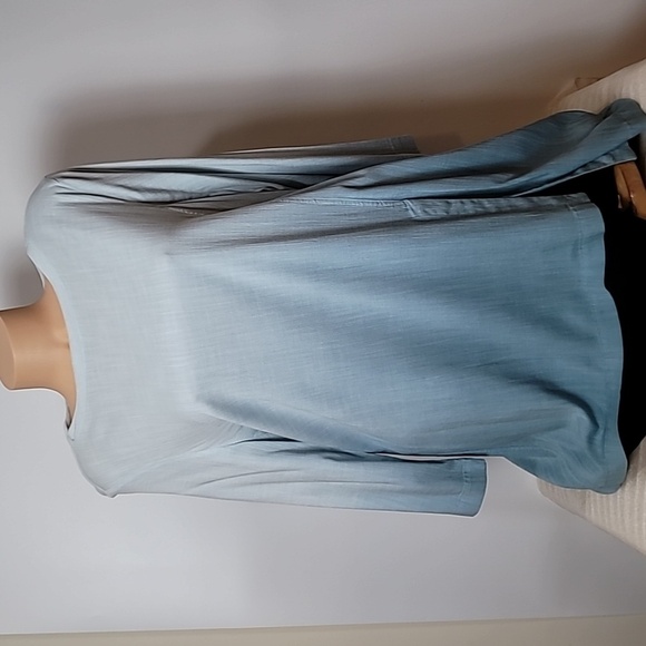 by JJ Ombre Asymmetrical Tunic Linen Look in 3 Shades of Blue 3/4 length sleeves - Picture 10 of 17